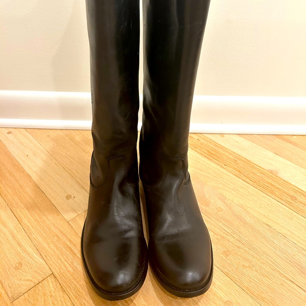 Frye Black Leather Knee-High Boots